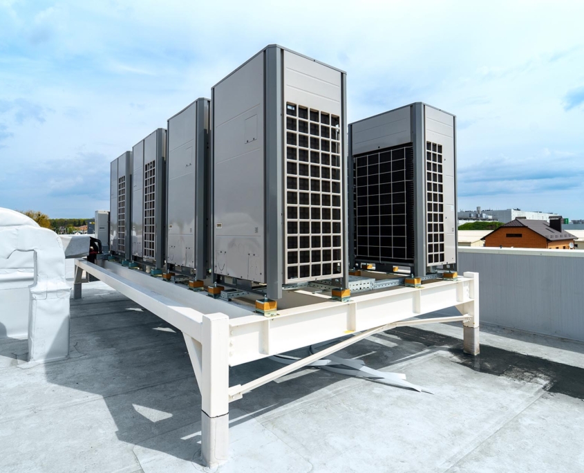 Side view of a multizone air conditioning and ventilation system